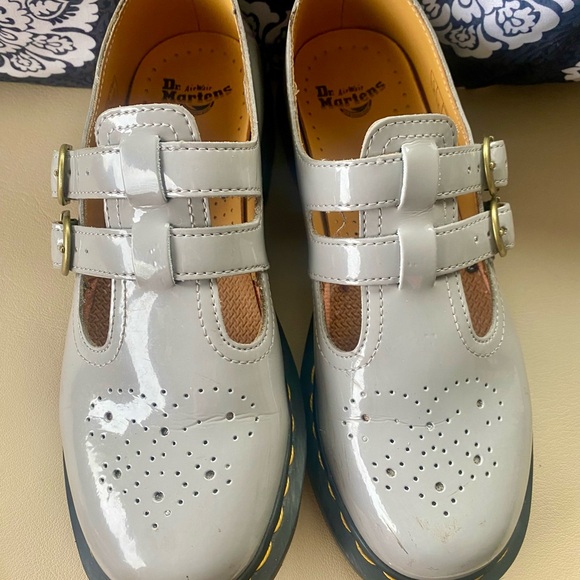 Dr. Martens Gray Leather Mary Jane Shoes - Picture 2 of 6